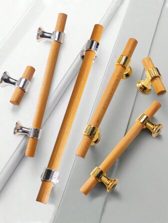 1 件美式木制抽屉拉手，适用于橱柜、厨柜、鞋柜、门、木制家具、厨具柜、榻榻米柜门，采用天然胡桃木制成，门把手，含螺丝