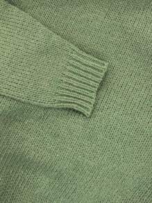 Women's Simple Solid Color Crew Neck Casual Long Sleeve Knit Sweater