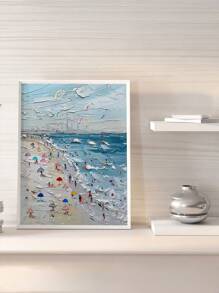 1PC Charming Ocean Beach & Sun Umbrella Canvas Art Print - Waterproof Wall Decor For Living Room, Bedroom, Bathroom, Kitchen, Bar - Perfect Gift,UnframedUnframed