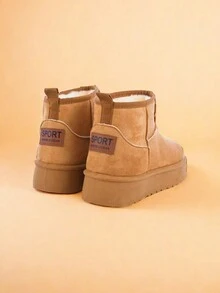 女士冬季靴子，带保暖内衬，厚底雪地靴，以及时尚保暖内衬户外寒冷天气靴子，带仿羊毛内衬 - 紫紅色 - 查看 9