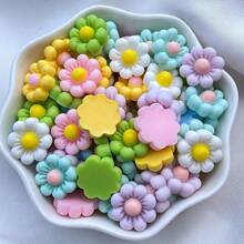 20/50/100pcs/Set Colorful 3D Mini Floral Resin Flat-Back Stones, Mixed Random 12mm - For DIY Wedding Decor, Nail Art Craft, Scrapbooking