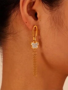 TONSI 1 Cặp bông tai hình bướm bằng thép không gỉ, bông tai hình bướm đính ngọc trai, trang sức hình bướm dành cho nữ, bông tai hình bướm bằng vàng 18k, quà tặng ngày lễ tình nhân - Nhiều màu - Xem 2