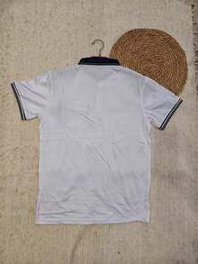 Plain Adult Men's Polo Shirt With Pocket In Summer - 白色 - 查看 2
