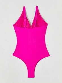 RWX VEST Swimsuit With Rose Brooch In Fabric – Sophistication And Delicacy For Summer XX292 - Màu Hồng Tươi - Xem 2