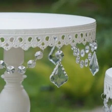 8pcs VILAVITA Dessert Table Display Set: Romantic Cream White Round Cake Stand & Cupcake Tower For Birthday Parties, Weddings & Baby Showers, Party, Christmas Decor & Thanksgiving Decor - kem trắng - Xem 4