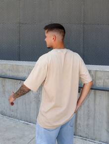 Basic Oversized Plain/Simple Casual T-Shirt - Khaki - View 4