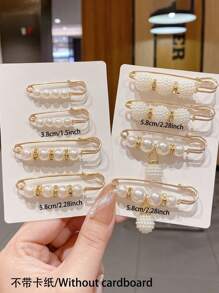 5pcs Faux Pearl Fashionable Brooch Pin Set, Suitable For Clothes And Pants