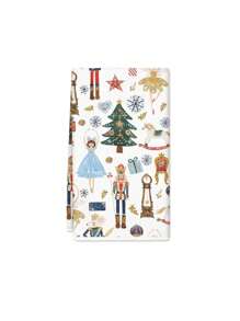18"X26" Christmas Nutcracker & Pine Tree White Super Soft Fiber Kitchen Towel, Holiday Decor Dish Cloth, Housewarming Gift
