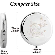 1pc, Custom Name Personalized Simple Butterfly Heart-Shaped Easy To Go Out Compact Pocket Makeup Folding Mirror Graduation Gift Sister Friends Dormitory Student Party Gift Birthday Gift Winter Eve Gifts Back To School Winter Gift Ideas Boy Girl Valentine's Day - White - View 9