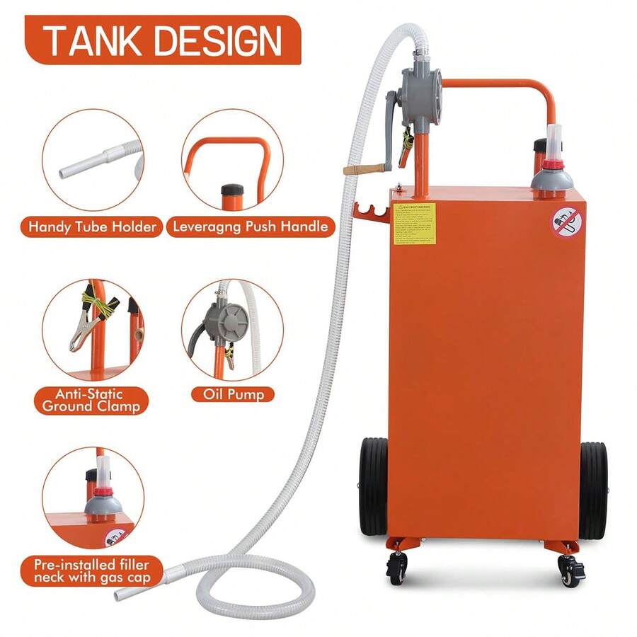 40 Gallon Portable Fuel Caddy Transfer Fluid Diesel Storage Tank