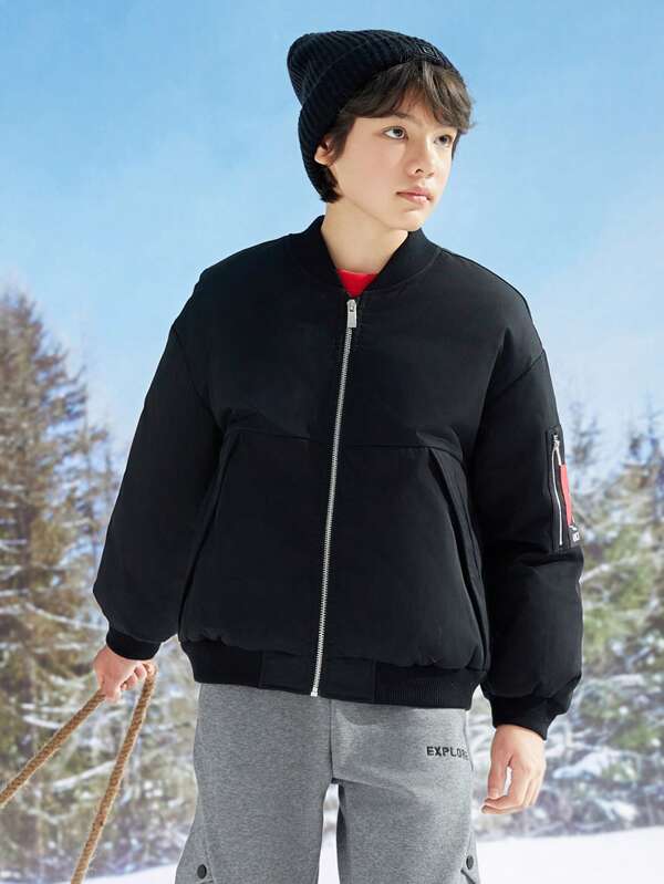 Balabala Boys' Baseball Collar Down Jacket Stylish College-Style Outerwear