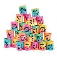 12/24/36 件彩虹弹簧玩具，生日派对礼物，迷你鼓励面部表情来吧，精美图案彩色彩虹霓虹塑料圆形弹簧玩具，趣味玩具礼物填充用品 - 彩色 - 查看 16