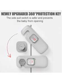 Bộ 6 khóa tủ lạnh chống trẻ em, khóa tủ lạnh cho trẻ em, khóa tủ cho trẻ sơ sinh, chốt cửa tủ đông có keo dán chắc chắn cho trẻ mới biết đi và trẻ sơ sinh, lý tưởng cho tủ đông đứng, lò nướng, cửa tủ - Xám - Xem 5