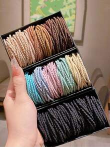 300 件纯色弹性发带，简约设计，适合日常使用，居家，学校，海滩，工作，派对，礼物，返校，新年，圣诞节 - 彩色 - 查看 2