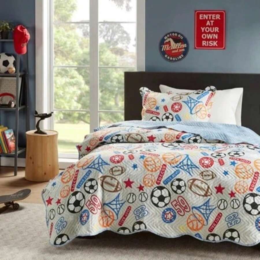 Boutis Ultrasonic Double-Sided 3-Piece Bedspread Kit With Pillowcase - Sports - View 1