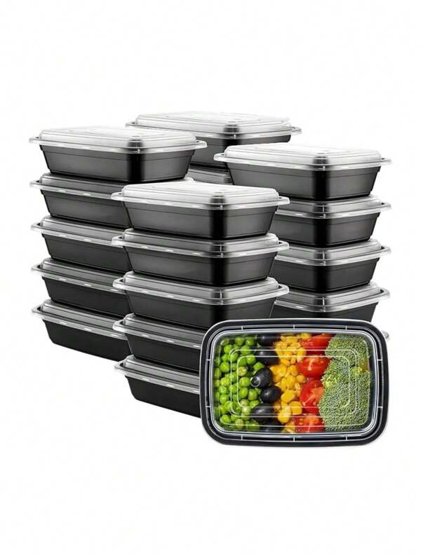 Contenedores para Alimentos con Tapa, Paquete de 20 Piezas 828 ml (28 oz), Libres de BPA, Aptos para Microondas, A Prueba de Fugas (Sin Divisiones)