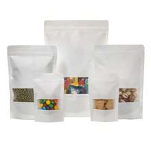 100 个自立袋白色牛皮纸袋带半透明窗口，干粮坚果谷物茶节日礼品包装袋 - 白色 - 查看 11