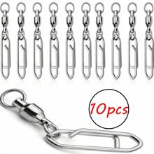 10 Stück/Los Fischwirbel Hochgeschwindigkeits-Doppeldrehwirbel flexible Drehung Edelstahl Wirbel Angelzubehör Schwarz/Silber