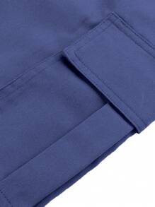 1 件 Tween Boy 休闲户外口袋时尚英文标志短裤，运动工装短裤，适合春秋季节 - 藍色 - 查看 4