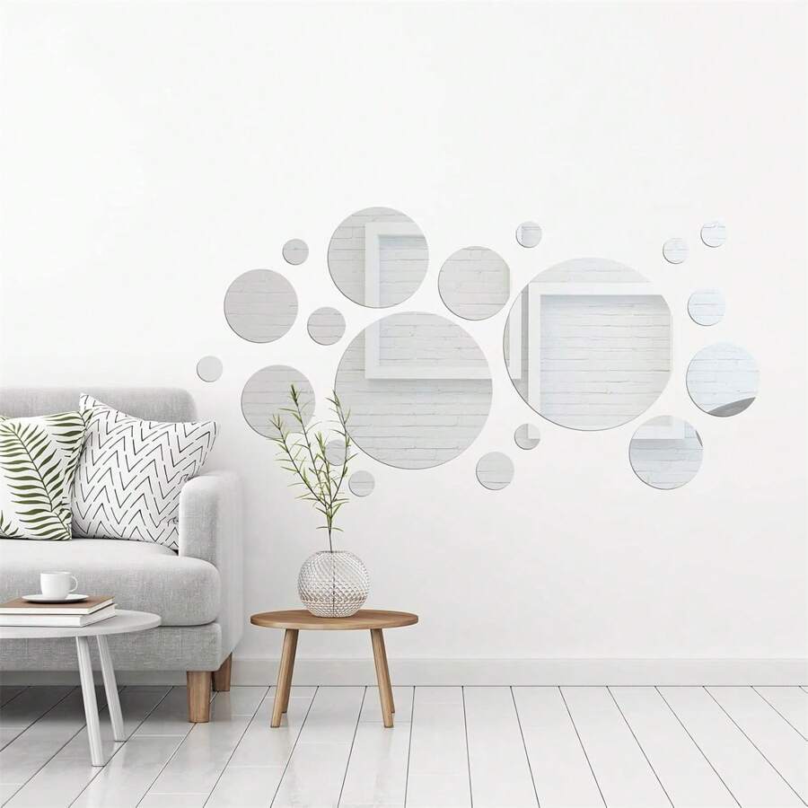 64 Pieces Mirror Wall Stickers Removable Acrylic Mirror Setting
