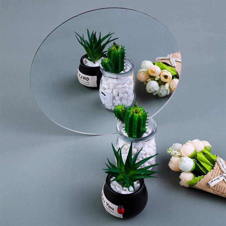 64 Pieces Mirror Wall Stickers Removable Acrylic Mirror Setting