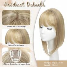 Clip In Fringe French 360°Bangs Hair Fringe In Clip Extensions Hair Extensions Clip In Fringe Bangs Hair Pieces Adding Extra Hair Volume For Women - Natural Beige Balayge - View 4