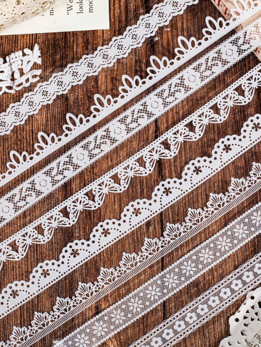 1 卷复古蕾丝图案和纸胶带，蕾丝装饰胶带，适用于剪贴簿、日记、DIY 工艺品 - 彩色 - 查看 1