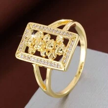 1 chiếc nhẫn Cubic Zirconia thiết kế hình hoa vuông dành cho nữ - Nhiều màu - Xem 8