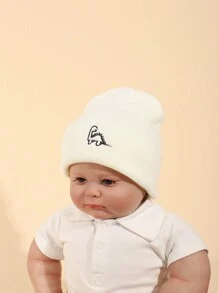 Set de 5 gorros de punto con bordado de dinosaurio bebé, cálidos, suaves y cómodos para uso diario y al aire libre