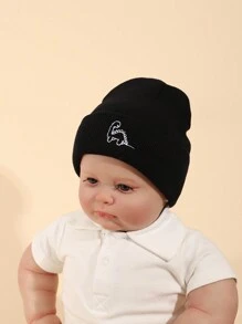 Set de 5 gorros de punto con bordado de dinosaurio bebé, cálidos, suaves y cómodos para uso diario y al aire libre
