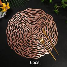 1pc/2pcs/4pcs/6pcs/8pcs Perforated Rose Gold Foil PVC Heat Insulation Non-Slip Mat, For Hotel & Restaurant Decor - Hollow Rose Placemat - View 22