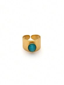 1 szt. 18-karatowy pozłacany szeroki pierścień ze stali nierdzewnej dla kobiet, nowość