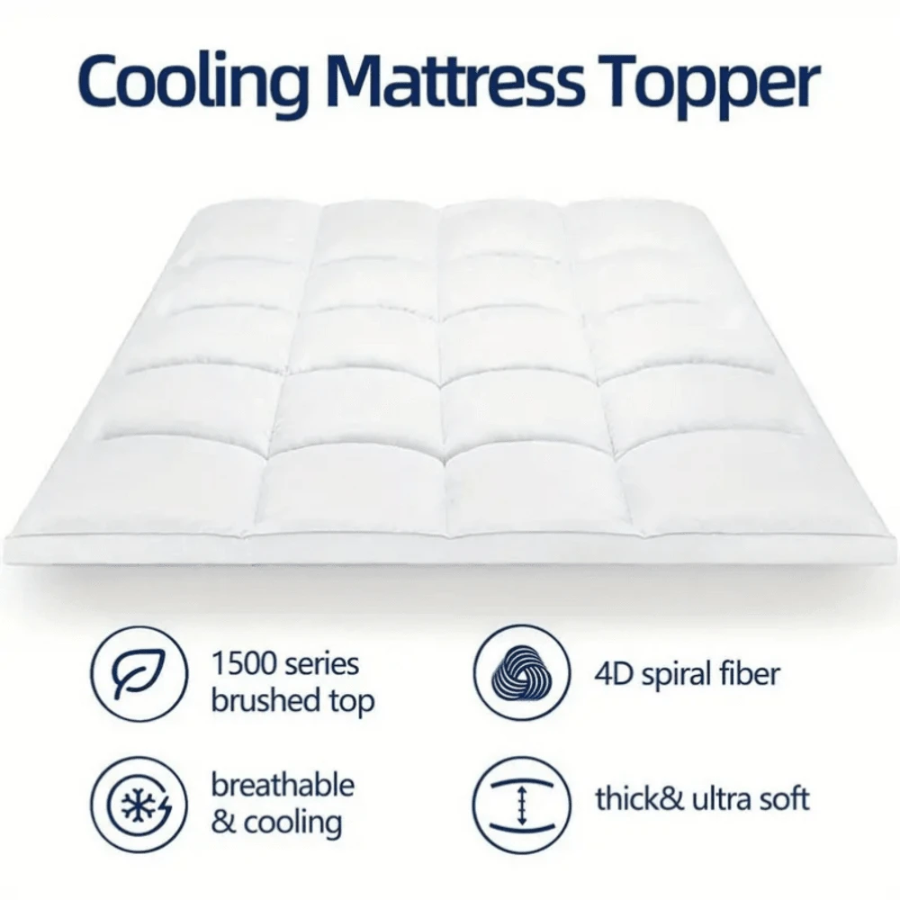 Cooling Mattress Topper Queen, Extra Thick Mattress Pad Cover, Plush