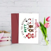 1 bucă felicitare de Crăciun Naughty Butt pentru bărbați și femei, felicitare amuzantă de Crăciun pentru soț, soție, vă dorim nimic, felicitare de Crăciun fericit, cadou unic pentru prieteni și familie