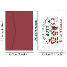 1 bucă felicitare de Crăciun Naughty Butt pentru bărbați și femei, felicitare amuzantă de Crăciun pentru soț, soție, vă dorim nimic, felicitare de Crăciun fericit, cadou unic pentru prieteni și familie