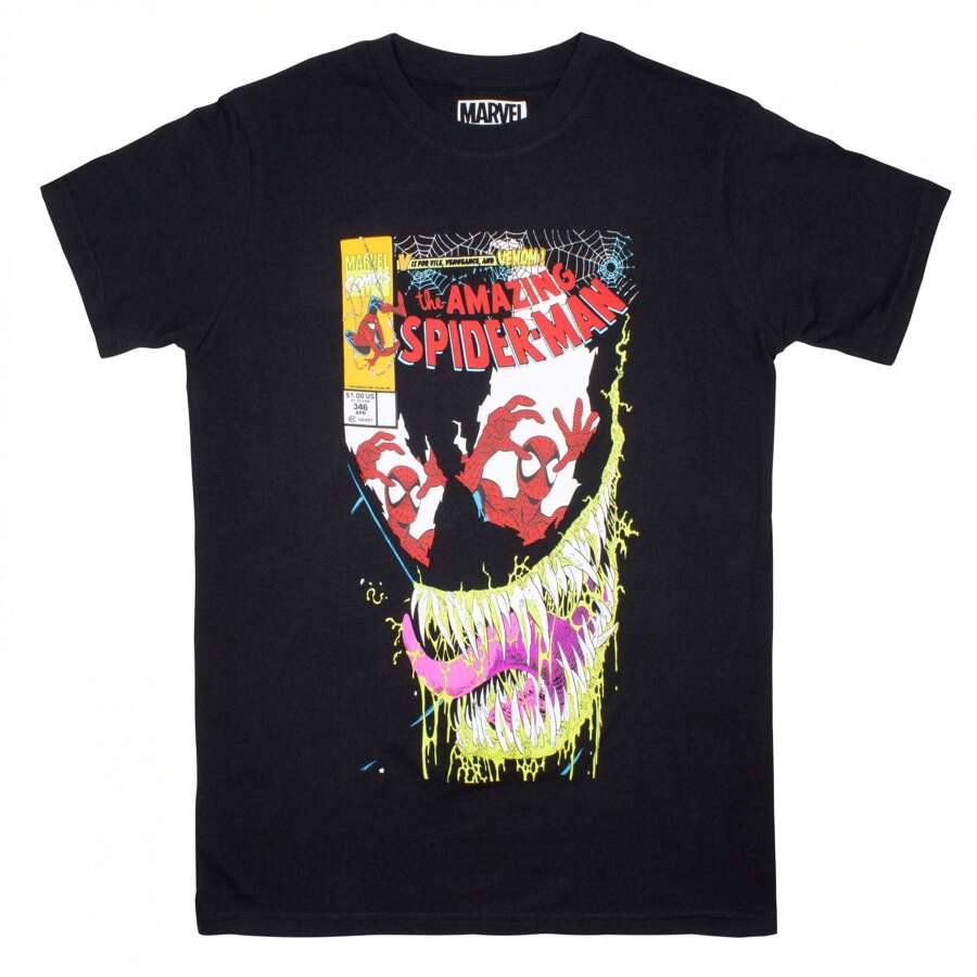 SPIDERMAN The Amazing  Vs Venom #346 Marvel Comic Cover T-Shirt - màu đen - Xem 1