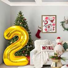 40-Inch Foil Balloons Digit Balloons For Birthday Party Anniversary Celebration Decor - Gold - View 3