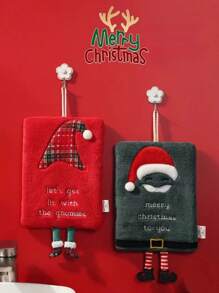 1pc Christmas Hanging Hand Towel For Kitchen, Bathroom, Quick Dry Absorbent Decorative Cloth