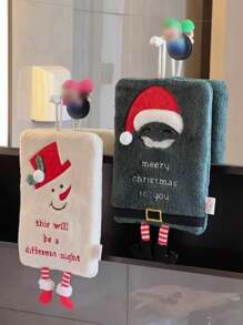 1pc Christmas Hanging Hand Towel For Kitchen, Bathroom, Quick Dry Absorbent Decorative Cloth