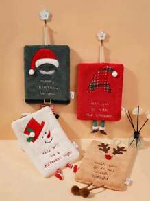 1pc Christmas Hanging Hand Towel For Kitchen, Bathroom, Quick Dry Absorbent Decorative Cloth