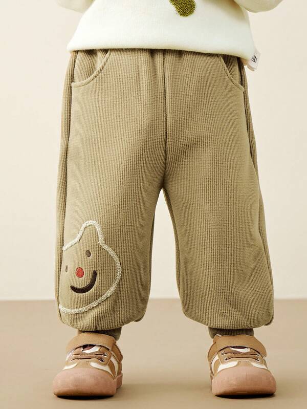 mini bala Young Boys' Girls' Pants 2024 Autumn Winter Plush Loose Style Warm Pants
