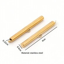 10pcs Stainless Steel Crimp End Beads Slide End Clasp With Chain Buckles Tubes Slider End Caps Connectors DIY Jewelry Accessories