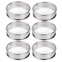 2 件/6 件不锈钢圆形英式松饼/吐司/蛋糕/蛋圈模具套装，多用途厨房汉堡/煎饼模具 - 銀色 - 查看 15