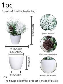 1 件仿真圣诞花盆家居圣诞节客厅卧室桌面派对装饰 - 彩色 - 查看 9