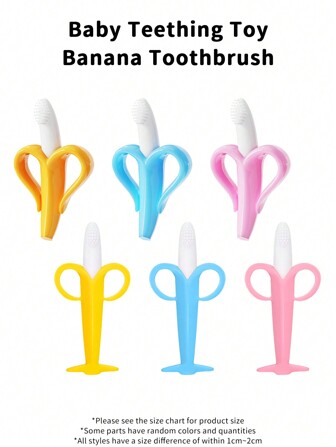 1pc Banana Shaped Baby Teething Toys, Soft Silicone Teether Toy, Banana Molar Chew, Relieve The Pain Of Gums, Soother Toothbrush Teether For Baby Toddlers Infants Children
