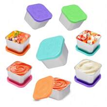 6Pack Easy Open Leak Proof Metal Toddler Snack Containers With Silicone Lids, Stackable Metal Toddler Lunch Box For Daycare, School And Travel - 6pcs - 查看 5