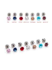 1 件医用级 316L 手工高抛光钛钢男女通用穿孔首饰，蛋白石锆石 5A 四爪圆形底座，可拧入 20G/0.8 毫米细轴，适合睡觉时无需取下 - 華子耳環 - 查看 16