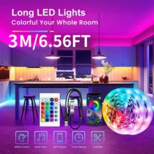 CYANMI Bộ đèn LED thông minh 1-30M, đèn nền TV RGBIC, có điều khiển ứng dụng, nhạc đồng bộ, thay đổi màu sắc, chức năng làm mờ, nguồn điện USB, bao gồm điều khiển từ xa - Hoàn hảo cho phòng ngủ, nhà ở, tiệc tùng, trang trí sinh nhật - Bluetooth +24 phím - Xem 17