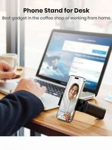 1 件飞机旅行必备手机支架，通用飞行必备手机支架，可多向 360° 旋转，旅行必备免提手机支架，适用于飞行、桌面或户外和学校 - 黑色 - 查看 4