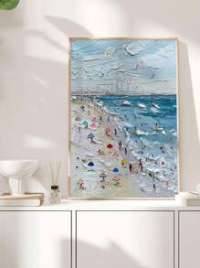 1PC Charming Ocean Beach & Sun Umbrella Canvas Art Print - Waterproof Wall Decor For Living Room, Bedroom, Bathroom, Kitchen, Bar - Perfect Gift,UnframedUnframed